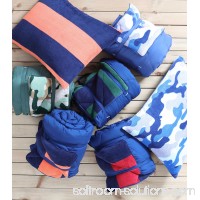 Sleeping Bag and Pillow Cover, Navy Green Stripe Indoor Outdoor Camping Youth Kids Boys